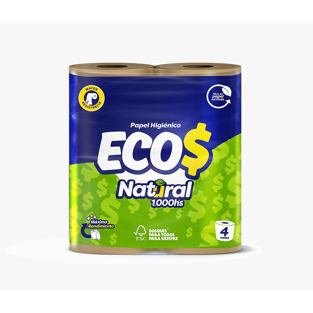 PAPEL HIGIENICO ECOS NATURAL 1000HS 12X4