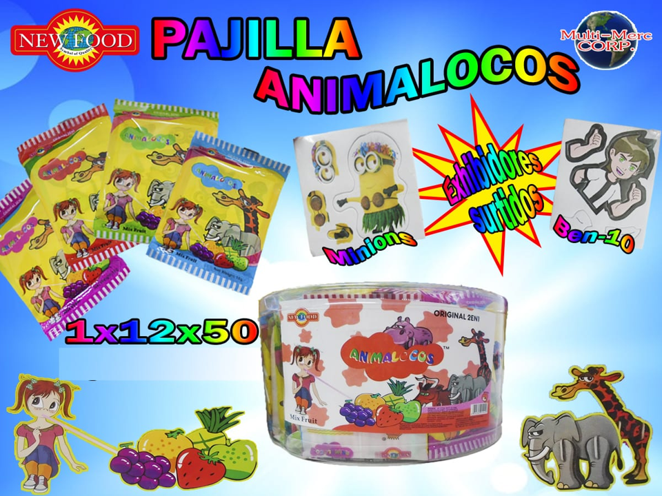 PAJILLA ANIMALOCOS NEW FOOD 12X50PZ
