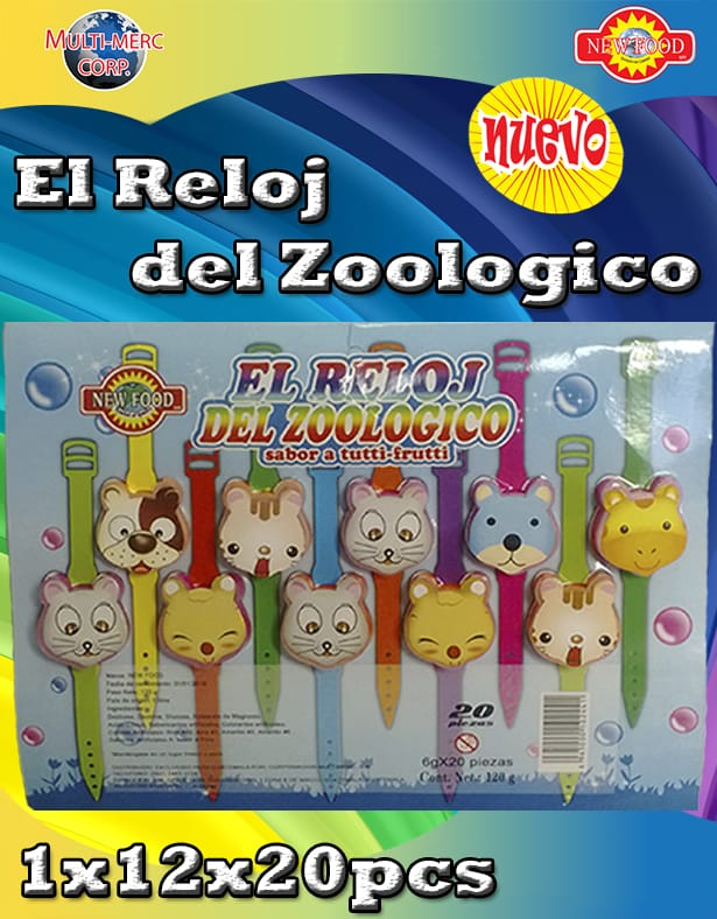 RELOJ DEL ZOOLOGICO NEW FOOD 12X20PZ