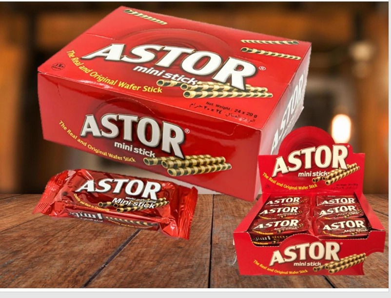 GALLETA MINI BARQUILLO CHOCOLATE ASTOR 20G 12X24