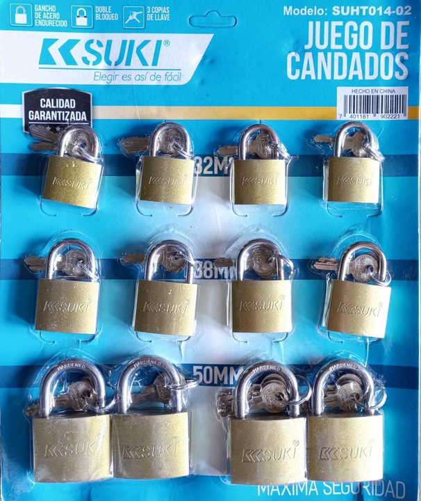 CARTON DE CANDADO SUKI SUTH014-2 32-38-50MM X20