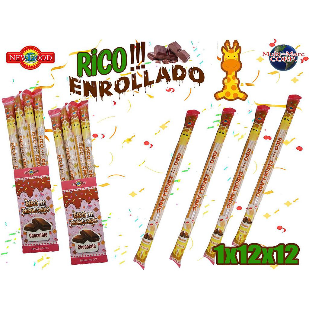 RICO ENROLLADO CHOCOLATE NEW FOOD 1X12X12PZ