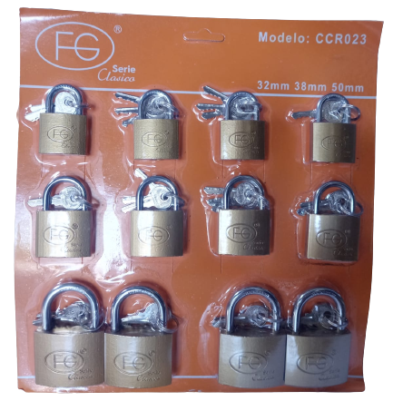 CARTON DE CANDADO FG CCR023 32mm-38mm-50mm 20X12