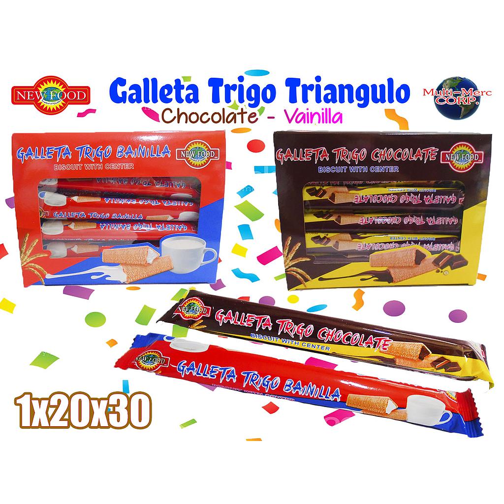 GALLETA DE TRIGO TRIANGULO NEW FOOD VAINILLA 20X30PZ