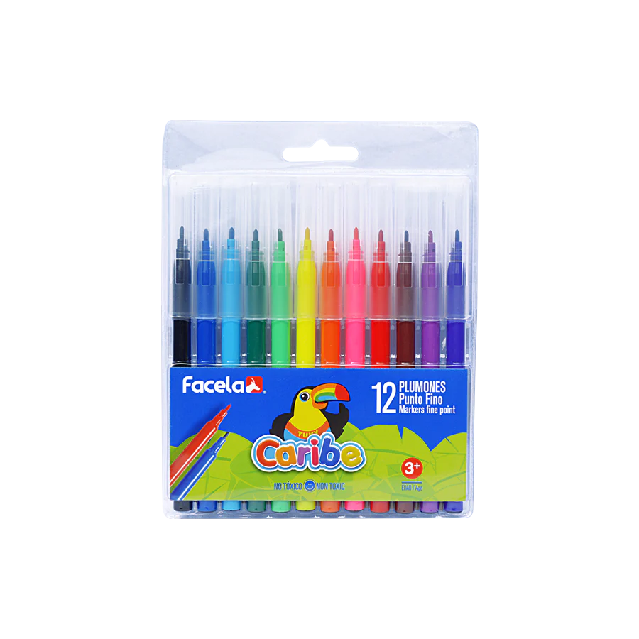MARCADORES EN ESTUCHE FACELA 12 COL PUNTA FINA 41104 X144