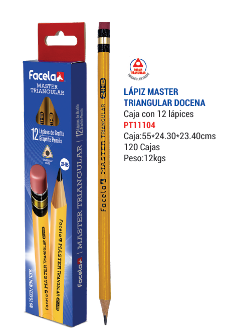 LAPIZ TRIANGULAR FACELA MASTER AMARILLO 11104 120X12