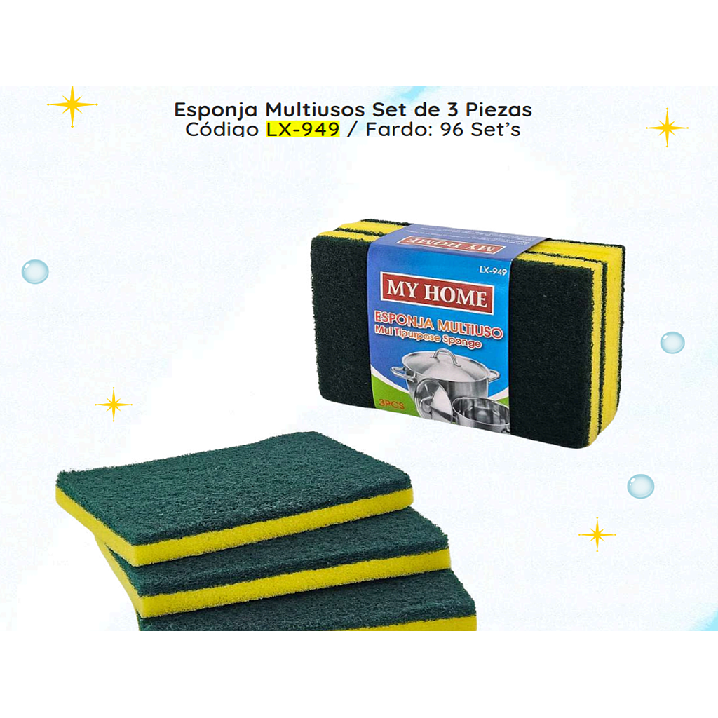 ESPONJA MULTIUSOS SET X3PZ LX-949 X96