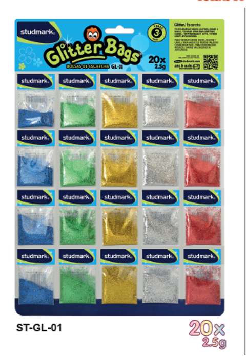 CARTON DE DIAMANTINA STUDMARK ST-GL-01 SURTIDO 144X20