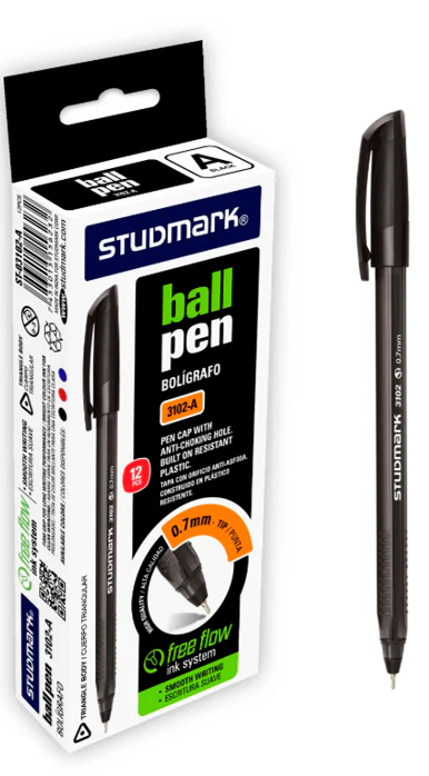 LAPICERO STUDMARK ST-3102-A TRIAN P/FINO 0.7MM NEGRO 12X12