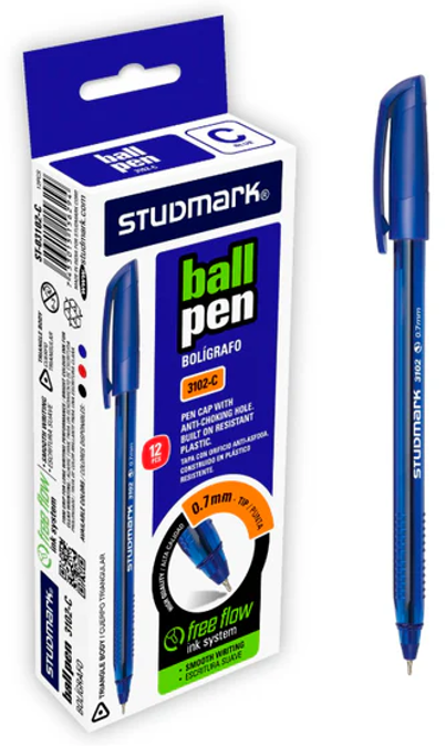 LAPICERO STUDMARK ST-3102-C TRIAN P/FINO 0.7MM AZUL 12X12