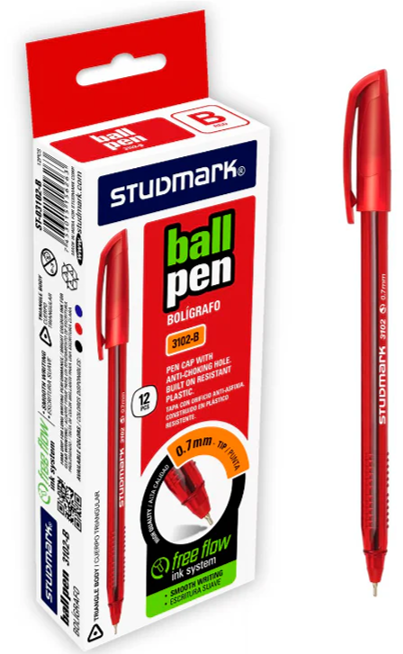 LAPICERO STUDMARK ST-3102-B TRIAN P/FINO 0.7MM ROJO 12X12