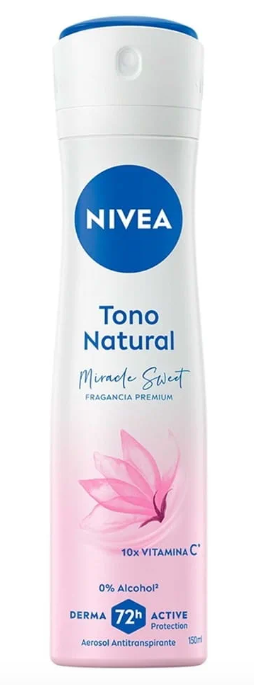 NIVEA AEROSOL TONO NATURAL MIRACLE SWEET 150ML X12