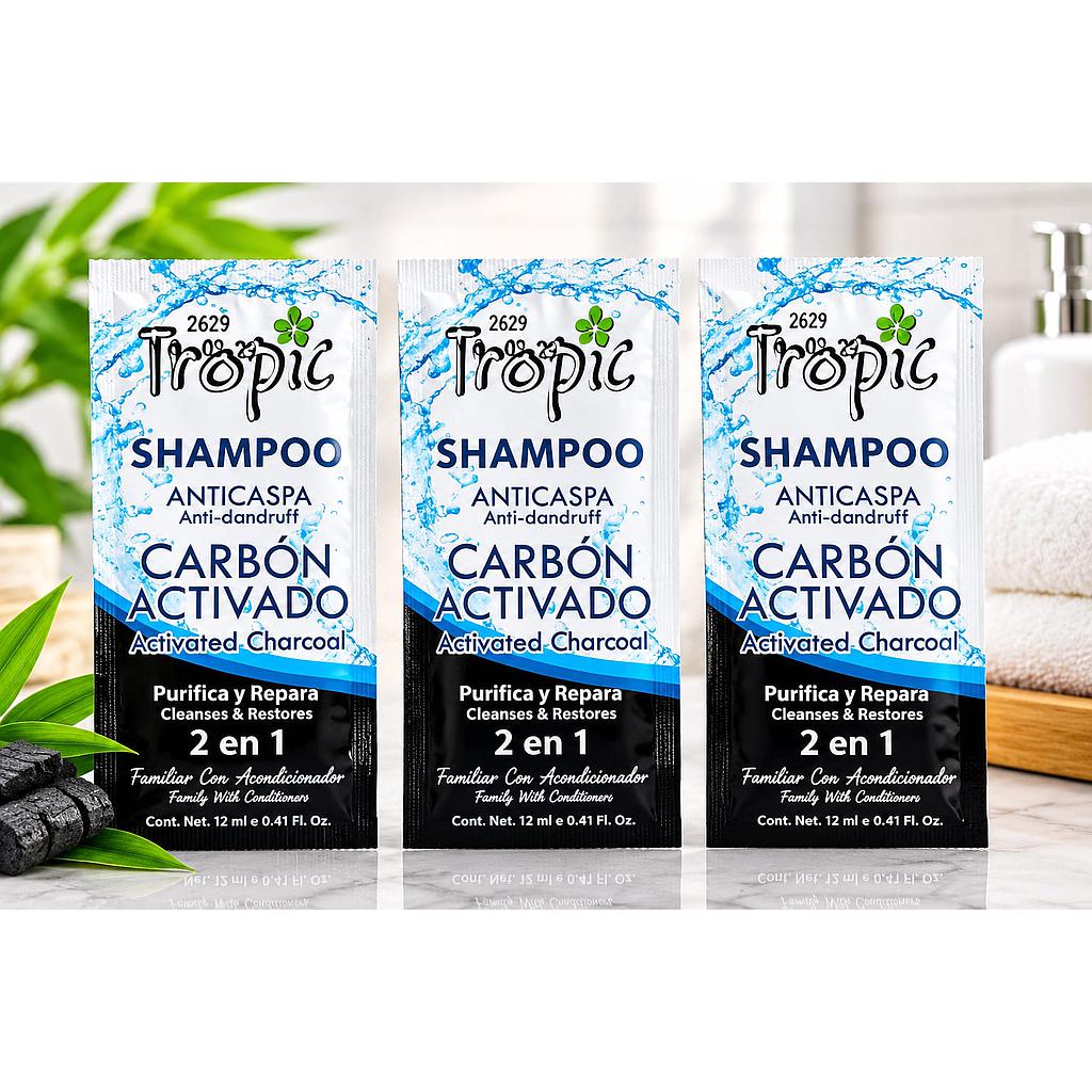 SHAMPOO TROPIC SACHET CARBON ACTIVADO 12ML 6X24