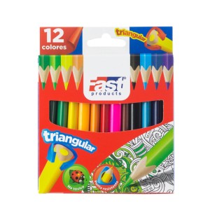 CRAYON DE MADERA FAST 12 COL CORTO TRIANGULAR X288