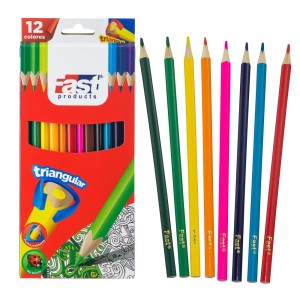 CRAYON DE MADERA FAST 12 COL LARGO TRIANGULAR X144