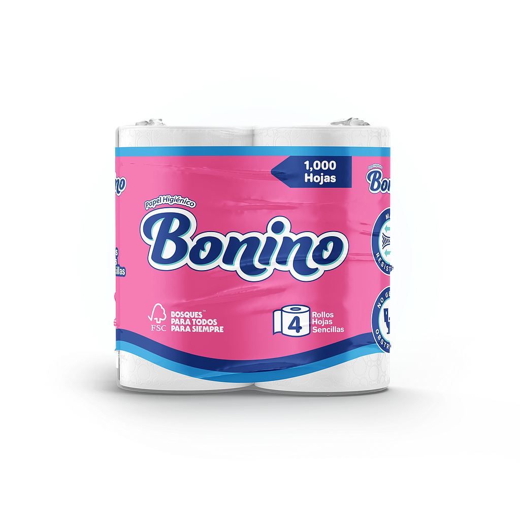 PAPEL HIGIENICO BONINO BASICO 1000H 12X4